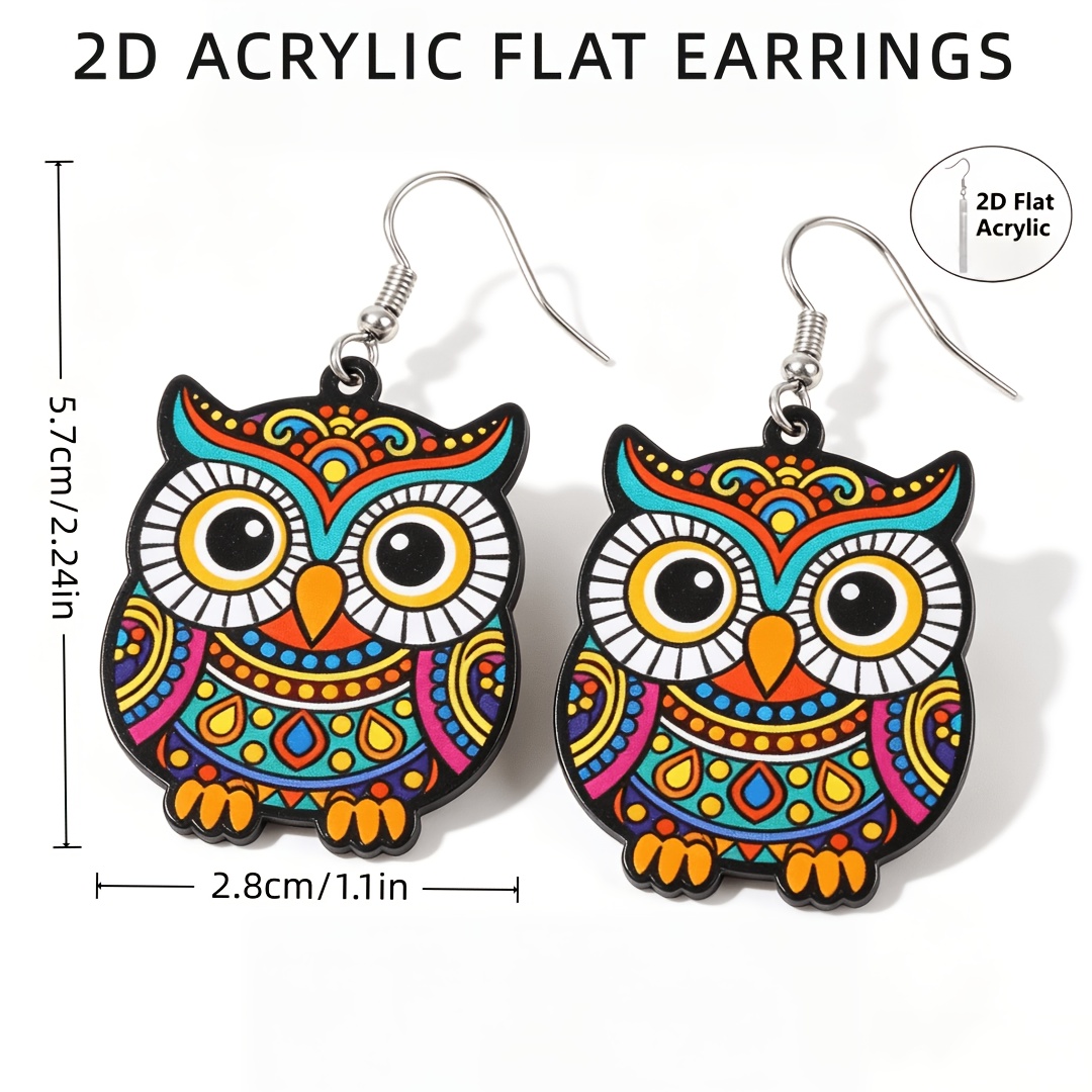 Women's Bohemian Folk Art Acrylic Dangle Earrings, Gift